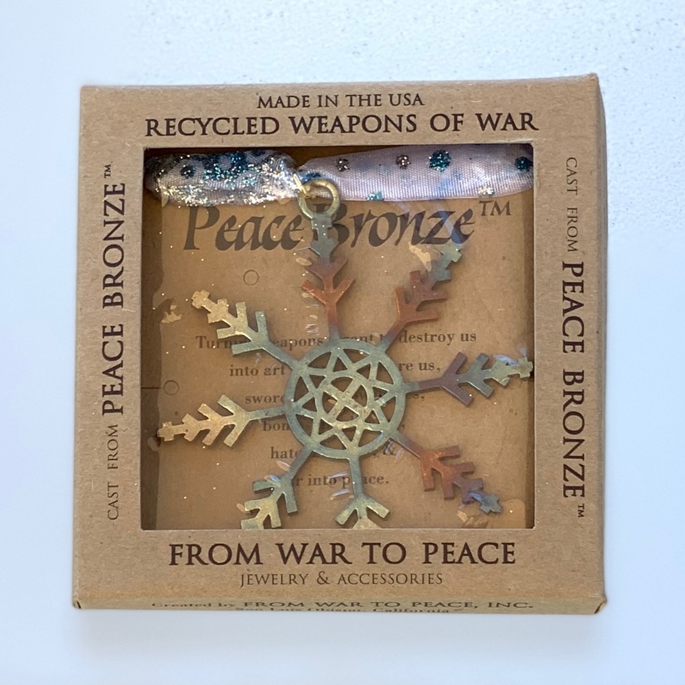 Bronze Snowflake Ornament with Ribbon